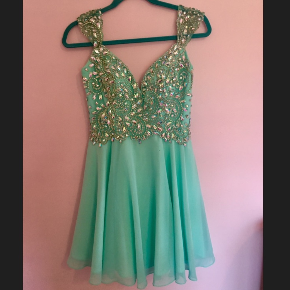 Turquoise jeweled dress